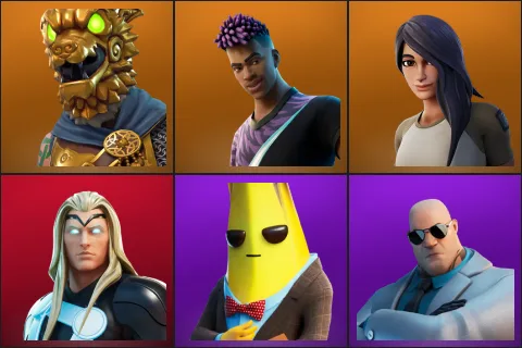 Battle Hound, Fade, Gear Specialist Maya, Thor, Agent Peely, Brutus