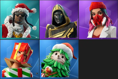 Santa Dogg, Blitz Knight, Yulejacket, Holiday Boxy, Winterfest Bushranger