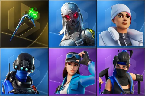 Merry Mint Axe, Zadie, Blizzard Bomber, Carbon Commando, Cloud Striker, Indigo Kuno