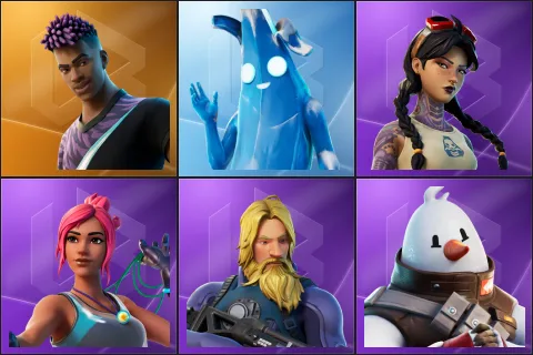 Fade, Polar Peely, Jules, Ocean, Scuba Jonesy, Snowmando