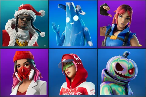 Santa Dogg, Polar Peely, Explorer Emilie, Yulejacket, Arctic Adeline, Chrome Punk