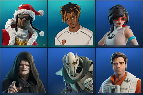 Santa Dogg, Slayer Juice WRLD, Apprentice Evie, Emperor Palpatine, General Grievous, Poe Dameron