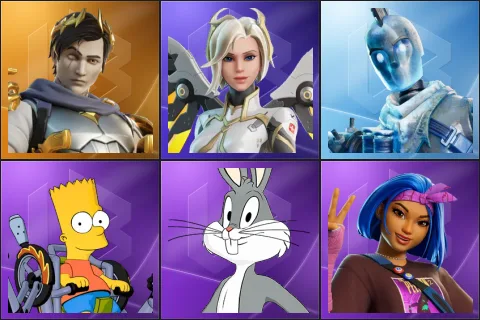 Ascendant Midas, Mercy, Glacial Dummy, Bart Simpson, Bugs Bunny, Carina