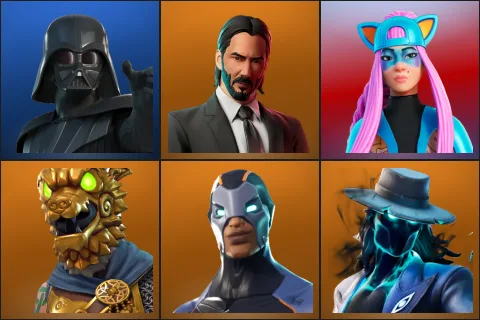 Darth Vader, John Wick, Alli, Battle Hound, Carbide, Deadeye