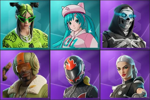 Green Roots Billie, Neko Hatsune Miku, Skull Commander, Aerial Assault Bomber, Burnoff, Cassidy Quinn
