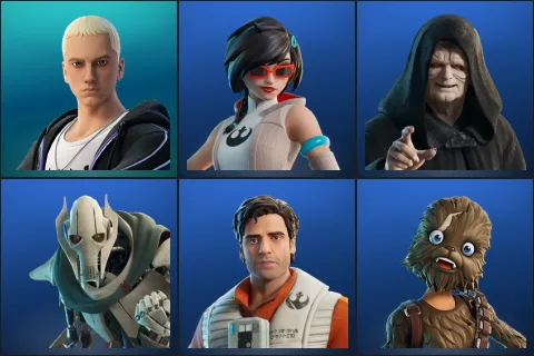 Slim Shady, Apprentice Evie, Emperor Palpatine, General Grievous, Poe Dameron, Wookiee Team Leader