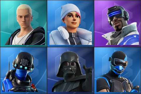 Slim Shady, Blizzard Bomber, Blue Striker, Carbon Commando, Darth Vader, Fixer