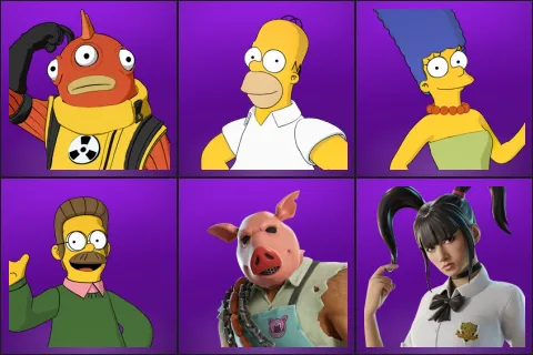 Blinky Fishstick, Homer Simpson, Marge Simpson, Ned Flanders, Pig the Butcher, Yuki Yubari