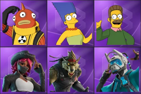 Blinky Fishstick, Marge Simpson, Ned Flanders, Omen Hunter Calamity, War Wolf Dire, Yon Dar 3000