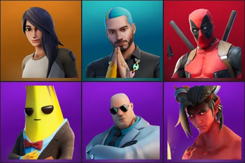 Gear Specialist Maya, J Balvin, Deadpool, Agent Peely, Brutus, Dominion