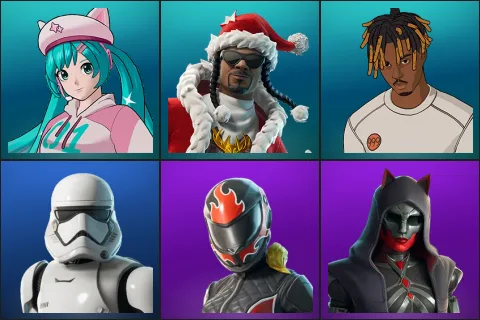 Neko Hatsune Miku, Santa Dogg, Slayer Juice WRLD, First Order Stormtrooper, Burnoff, Felina