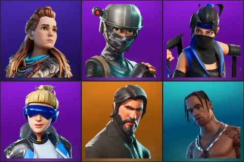 Aloy, Elite Agent, Indigo Kuno, Neo Versa, The Reaper, Travis Scott