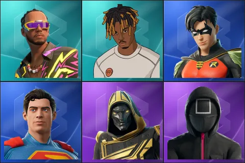 Lewis Hamilton, Slayer Juice WRLD, Robin, Superman, Blitz Knight, Games Manager