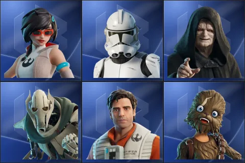 Apprentice Evie, Clone Trooper, Emperor Palpatine, General Grievous, Poe Dameron, Wookiee Team Leader