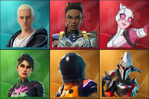 Slim Shady, Shuri, Gwenpool, Trinity Trooper, Dark Vanguard, Eternal Knight