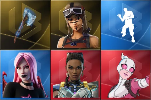 Leviathan Axe, Renegade Raider, Laugh It Up, Haze, Shuri, Gwenpool