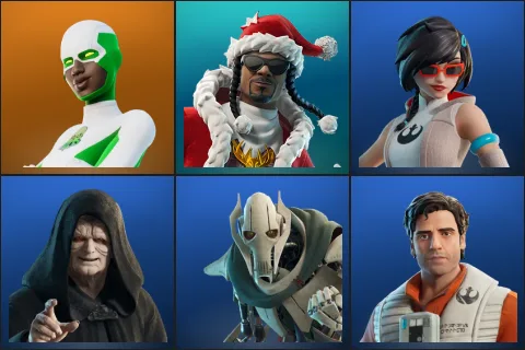 Backlash, Santa Dogg, Apprentice Evie, Emperor Palpatine, General Grievous, Poe Dameron