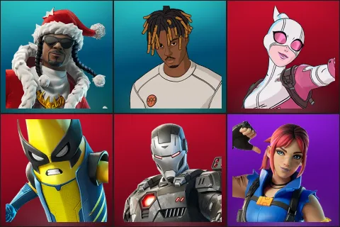 Santa Dogg, Slayer Juice WRLD, Gwenpool, Peelverine, War Machine, Explorer Emilie