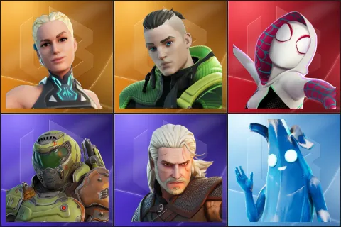 Paradigm (Reality-659), Twyn, Spider-Gwen, Doom Slayer, Geralt of Rivia, Polar Peely
