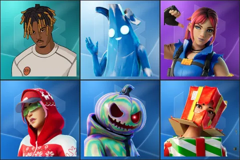Slayer Juice WRLD, Polar Peely, Explorer Emilie, Arctic Adeline, Chrome Punk, Holiday Boxy