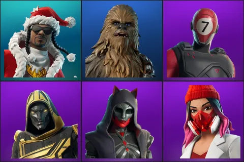 Santa Dogg, Chewbacca, 7-Ball, Blitz Knight, Felina, Yulejacket