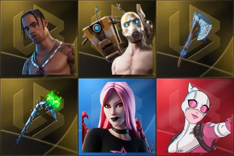 Travis Scott, Psycho Bandit, Leviathan Axe, Merry Mint Axe, Haze, Gwenpool