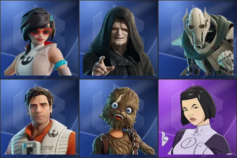 Apprentice Evie, Emperor Palpatine, General Grievous, Poe Dameron, Wookiee Team Leader, Dupli-Kate
