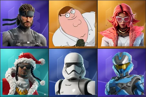 Solid Snake, Peter Griffin, Valeria, Santa Dogg, First Order Stormtrooper, UNSC Spartan