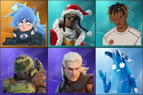 Nezumi, Santa Dogg, Slayer Juice WRLD, Doom Slayer, Geralt of Rivia, Polar Peely