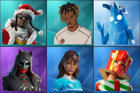 Santa Dogg, Slayer Juice WRLD, Polar Peely, Felina, Blizzabelle, Holiday Boxy