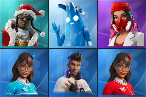 Santa Dogg, Polar Peely, Yulejacket, Blizzabelle, Chord Kahele, Krisabelle