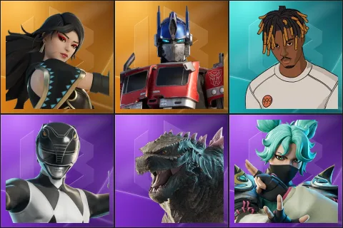 Era, Optimus Prime, Slayer Juice WRLD, Black Ranger, Godzilla Evolved, Jade