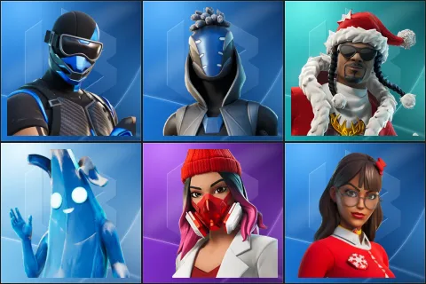 Fixer, Sultura, Santa Dogg, Polar Peely, Yulejacket, Krisabelle
