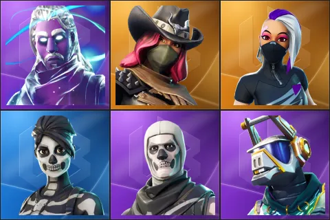 Galaxy, Calamity, Catalyst, Skull Ranger, Skull Trooper, DJ Yonder