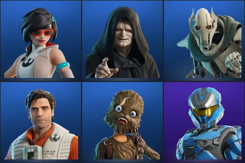 Apprentice Evie, Emperor Palpatine, General Grievous, Poe Dameron, Wookiee Team Leader, UNSC Spartan