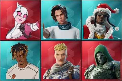 Gwenpool, Rubius, Santa Dogg, Slayer Juice WRLD, Captain Jones, Doom