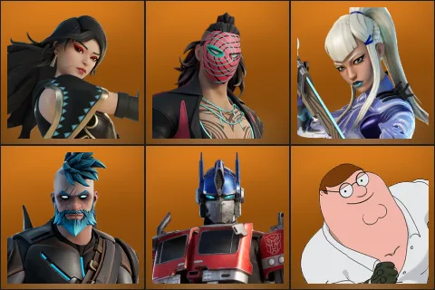 Era, Kado Thorne, Mizuki, Omegarok, Optimus Prime, Peter Griffin