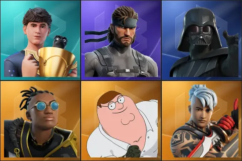 Bugha, Solid Snake, Darth Vader, Malik, Peter Griffin, Ronin