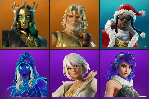 Hades, Zeus, Santa Dogg, Andromeda, Aphrodite, Artemis