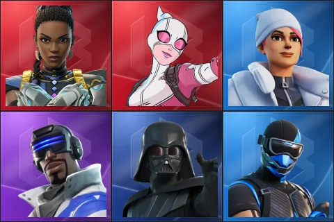 Shuri, Gwenpool, Blizzard Bomber, Blue Striker, Darth Vader, Fixer