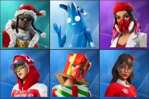 Santa Dogg, Polar Peely, Yulejacket, Arctic Adeline, Holiday Boxy, Krisabelle