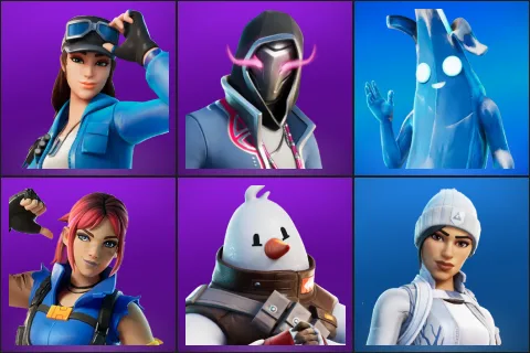 Cloud Striker, Xander, Polar Peely, Explorer Emilie, Snowmando, Frost Squad