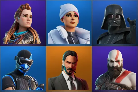 Aloy, Blizzard Bomber, Darth Vader, Fixer, John Wick, Kratos