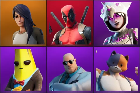 Gear Specialist Maya, Deadpool, Dark Tricera Ops, Agent Peely, Brutus, Meowscles