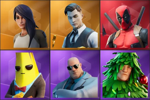 Gear Specialist Maya, Midas, Deadpool, Agent Peely, Brutus, Lt. Evergreen