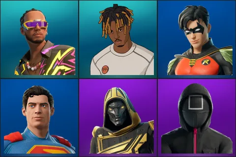 Lewis Hamilton, Slayer Juice WRLD, Robin, Superman, Blitz Knight, Games Manager