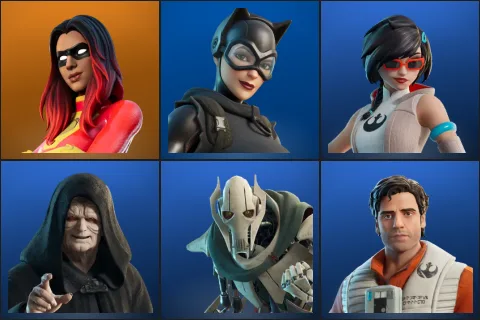 Joltara, Catwoman Zero, Apprentice Evie, Emperor Palpatine, General Grievous, Poe Dameron