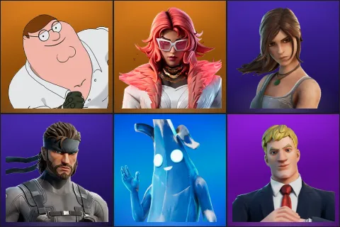 Peter Griffin, Valeria, Lara Croft, Solid Snake, Polar Peely, Agent Jones