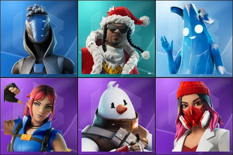 Sultura, Santa Dogg, Polar Peely, Explorer Emilie, Snowmando, Yulejacket