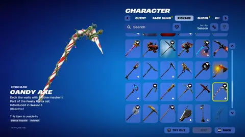 Screenshot eines Fortnite-Spinds mit Candy Axe
